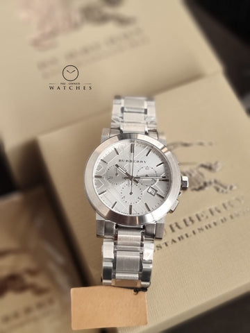 BURBERRY Silver Dial Chronograph Stainless Steel Men's Watch BU9350